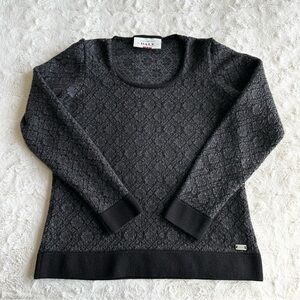 Dale of Norway Sweater Womens Large Black Gray Merino Wool Fair Isle Nordic Slim